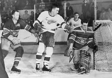 Jacques Plante Blocking a Shot on Goal 1955 Old Photo - Red Wings Rout Canadiens picture
