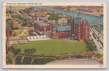 Duquesne University School Aerial View Pittsburgh Pennsylvania Linen Postcard picture