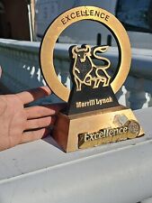Merrill Lynch Logo Bull Statue  Brass Desk Award picture