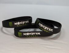 Lot Of 3 Monster Energy Official Collectible - Wristband Rubber Band Wrist Black picture