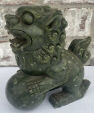 Vintage Chinese Green Jade Foo Dog Lion Feng Shui Heavy 4 Lbs 9 Ozs picture