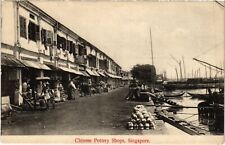 SINGAPORE PC, CHINESE POTTERY SHOPS, VINTAGE POSTCARD (b1018) picture
