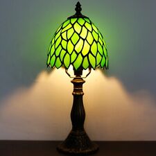 Small Tiffany Table Lamp Green Wisteria Leaves Stained Glass Desk Lamp 6 inch picture