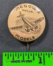 Vintage 1930s Megow's Model Airplanes Planes Philadelphia PA Pinback Pin picture