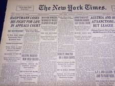 1935 OCT 10 NEW YORK TIMES - HAUPTMANN LOSES FIGHT IN APPEALS COURT - NT 4306 picture