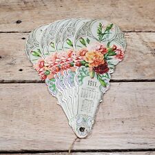 Lovely 1911 Calendar Fan With Beautiful Carnations Nice Shape picture
