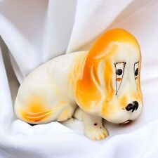 Vintage Japanese Porcelain Ceramic Hound Dog Miniature Figurine Whimsical Decor picture