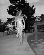 Rita Hayworth Barefoot Leggy Swimsuit Glamour Pose 1940's by pool 8x10 Photo picture