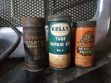 3 Vintage Tire Patch Cans Oil Gas Kelly Firestone Gross picture