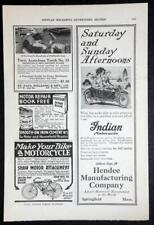 1922 Indian w/Sidecar Motorcycle AD *Saturday and Sunday Afternoons* picture