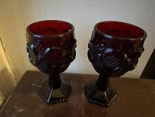 Set of 6 Vtg Avon Cape Cod Ruby Red glass wine goblets 4.5” tall picture
