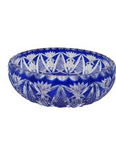 Crystal Dish cobalt Blue Czechoslovakian  W/Deep Cut Pattern Absolutely Gorgeous picture