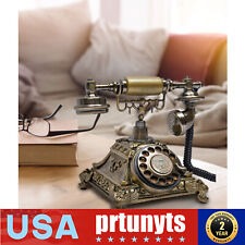 Gold Antique Telephone Desk Phone European Style Old Fashioned Rotary Dial Phone picture