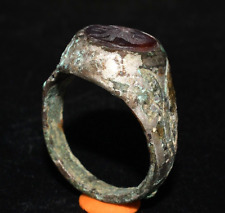 Genuine Ancient Early Roman Silver Ring with Stone Intaglio C. 1st - 2nd Century picture