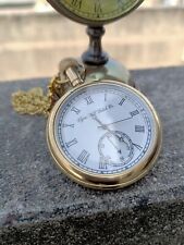 Vintage Antique Engraved Brass Elgin Pocket watch W/ Chain Gift for occasion Her picture