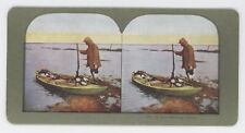 c1900's Colorized Stereoview A Nice Morning's Shoot. Hunter with Ducks in Boat picture
