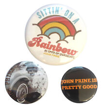 John Prine In Spite Of Ourselves Rainbow 3 Button PinSet 2.25, 1.5 & 1.25 inch picture