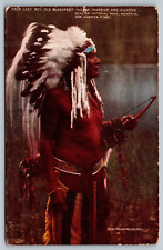 Native American Indian Wblackfeet Warrior Hunter Lazy Boy c1910 Postcard picture