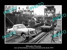OLD 8x6 HISTORIC PHOTO OF MILWAUKEE WISCONSIN UNLOADING NASH HEALEY CAR c1953 picture