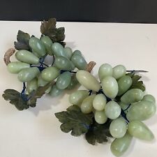 Vintage Alabaster Marble Grape Bunch 8” Fruit MCM With Stem And Leaves Lot Of 2 picture