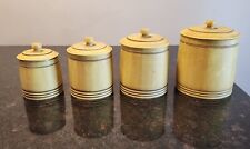 Vintage Mort N Marton Wooden Canisters Mid Century Farmhouse Yellow  picture