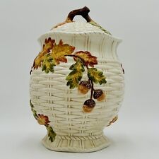 Vintage Bella Casa By Ganz Fall Wicker Ceramic 11” Cookie Jar Beautiful picture