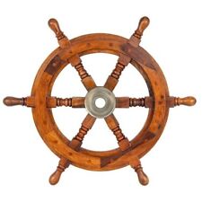 NAUTICAL PIRATE STEERING 24'' GIFT SEAS ANTIQUE VINTAGE WHEEL BRASS BOAT SHIPS picture