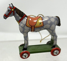 Vintage 90's Schylling Miniature Tin Collector Series Pull Horse w/Box picture