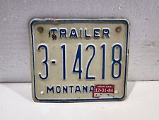 Vintage 1984 MONTANA MT Trailer License Plate 3-14218 White/Blue picture