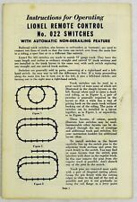 1957 Lionel Original Remote Control Switches No. 022 Auto Operating Instructions picture