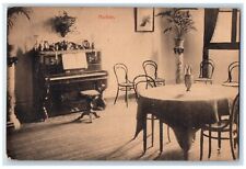 c1910 Parloir Chairs Tables Piano Vase Dinning Area Interior Vintage  Postcard picture
