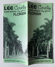 Vintage ca 1940s Everglades Lee County Fort Myers Florida Travel Brochure illust picture