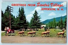 Jefferson New Hampshire NH Postcard Santa's Reindeer Sleigh Santa Village c1960 picture