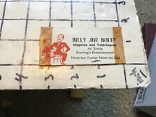 marionette puppet magic VENTRILOQUISM:  BILLIE JOE BOLEY business card w tape picture