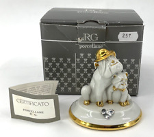 Limoges Oggetti R. G. Bulldog Figurine W/SWAROVSKI CRYSTAL COD. 195 In Box Italy picture