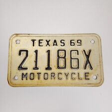Vintage 1969 Texas Motorcycle License Plate 21186X picture