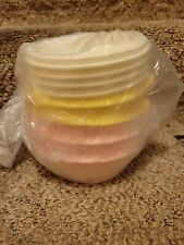 Tupperware Servalier Bowls 10 oz. Set of 2-Pastel Yellow, 2-Candy PINK  picture