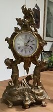 Antique Gold Gilt Cast Metal Cherub French Style Freestanding Clock, Ornate  picture