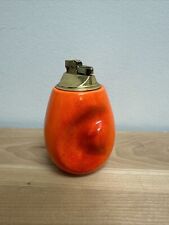 Vintage HAEGER Pottery TABLE LIGHTER ORANGE & RED Brass 60’s Mid Century Modern picture