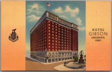 1937 Cincinnati, Ohio Postcard HOTEL GIBSON w/ Fountain View - Curteich Linen picture