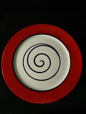 Decorative Stoneware Whimsical Large  Wall Plate Red Black + White Pre-Owned picture