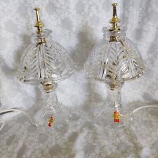 Pair Of Anna Hutte Crystal Lamps Glass Boudoir Table Vintage picture