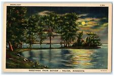 c1940 Greetings From Bayview Walker Moonlight Minnesota Correspondence Postcard picture