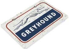 GREYHOUND TIN SIGN BUS LINES ATLANTIC TICKET OFFICE DOG RACES GO LEAVE DRIVING  picture