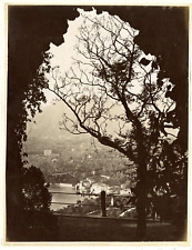 Nessi. Italy, Lake Como, Grotta versus Pescallo Vintage albumen print.  Shooting picture
