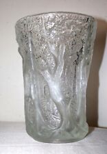 large antique 1930's Josef Inwald Barolac figural frosted art glass forest vase picture