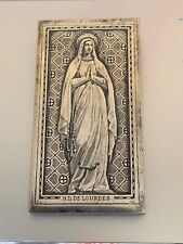 Remarkable Antique Religious Engraved Silver Plaque -Notre Dame de Lourdes 6.5cm picture