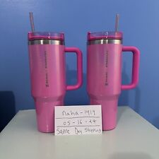 Set of 2 NEW STARBUCKS X STANLEY 2024 Pink 40oz Holiday Tumblers picture