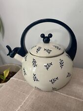 Vintage Walt Disney World At Home Mickey Mouse Ears Blue And Ivory Metal Teapot picture
