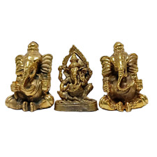 Set 3 Lord Ganesh Brass Statues Figurine Hinduism Elephant Gods Ganesha 1 in picture
